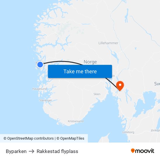 Byparken to Rakkestad flyplass map