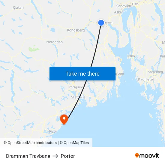 Drammen Travbane to Portør map