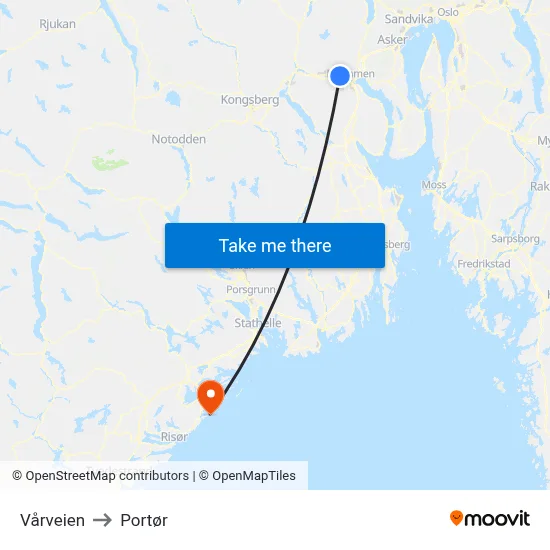 Vårveien to Portør map