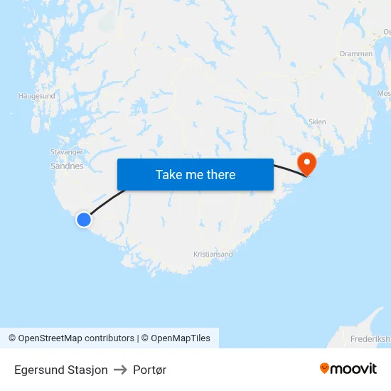 Egersund Stasjon to Portør map
