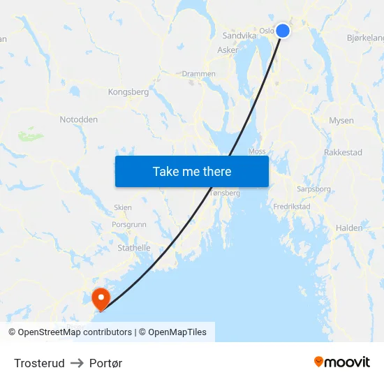 Trosterud to Portør map