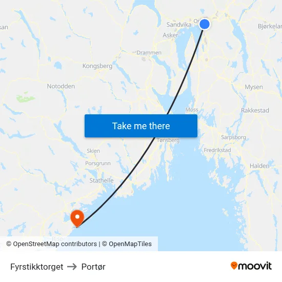 Fyrstikktorget to Portør map
