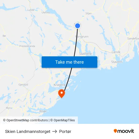 Skien Landmannstorget to Portør map