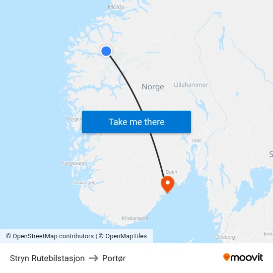 Stryn Rutebilstasjon to Portør map