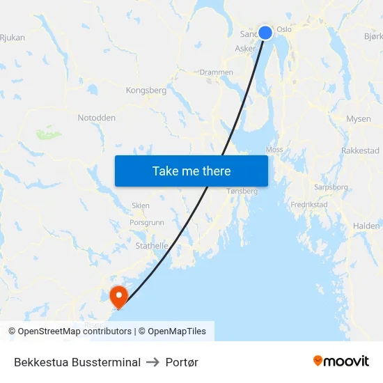 Bekkestua Bussterminal to Portør map