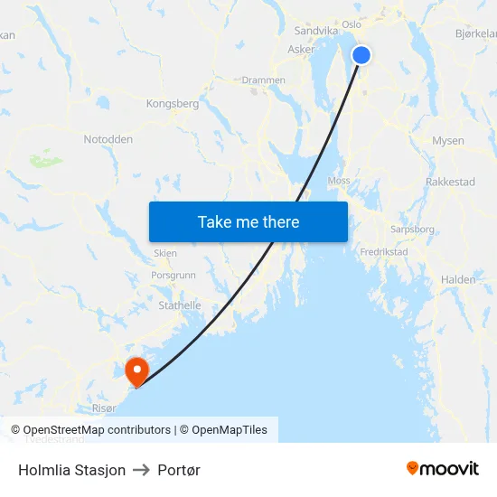 Holmlia Stasjon to Portør map
