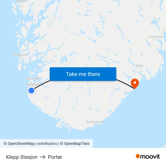Klepp Stasjon to Portør map