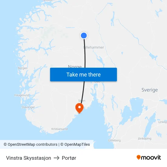 Vinstra Skysstasjon to Portør map