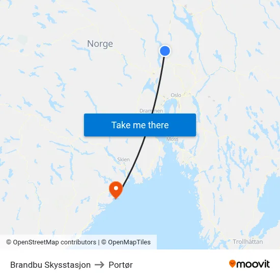 Brandbu Skysstasjon to Portør map
