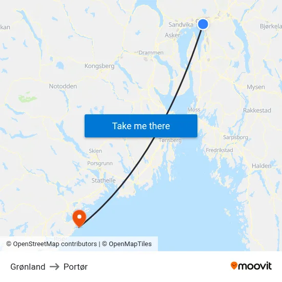 Grønland to Portør map