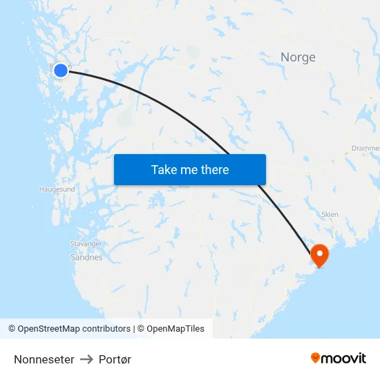 Nonneseter to Portør map