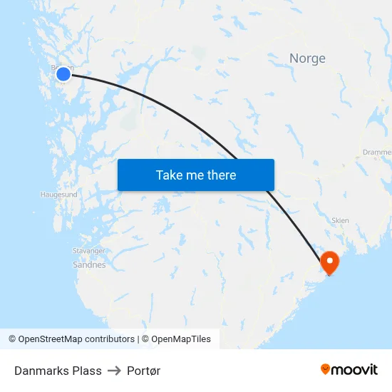 Danmarks Plass to Portør map
