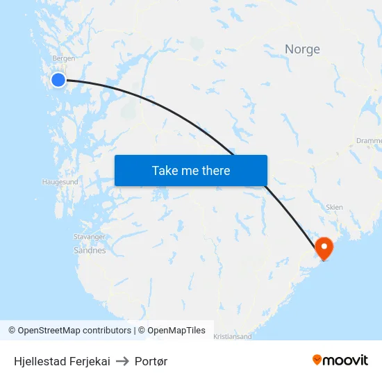 Hjellestad Ferjekai to Portør map