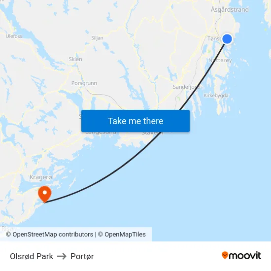 Olsrød Park to Portør map