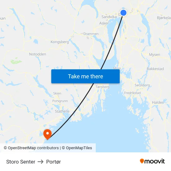 Storo Senter to Portør map