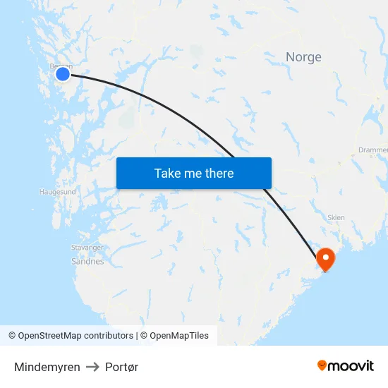 Mindemyren to Portør map