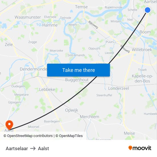 Aartselaar to Aalst map
