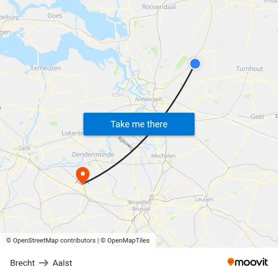 Brecht to Aalst map