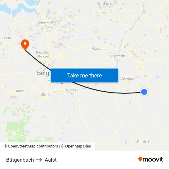 Bütgenbach to Aalst map