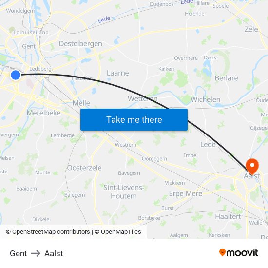 Gent to Aalst map