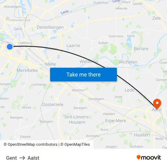 Gent to Aalst map