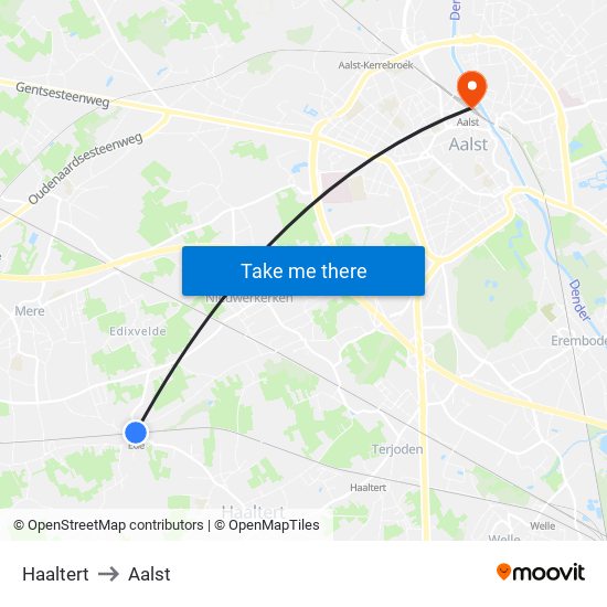 Haaltert to Aalst map