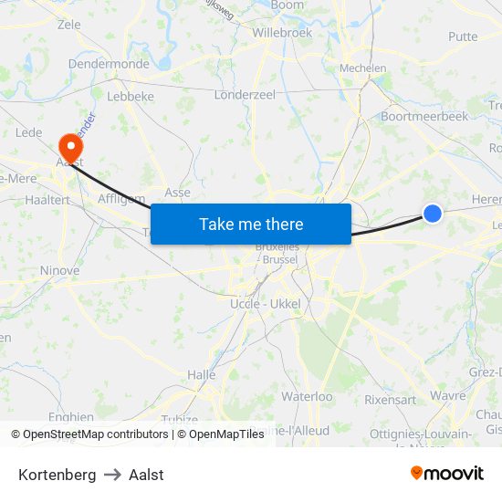 Kortenberg to Aalst map
