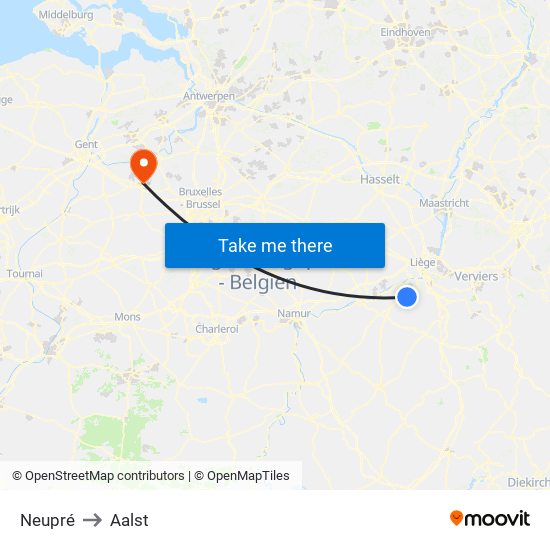 Neupré to Aalst map