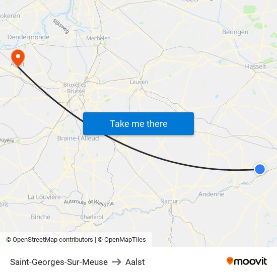 Saint-Georges-Sur-Meuse to Aalst map