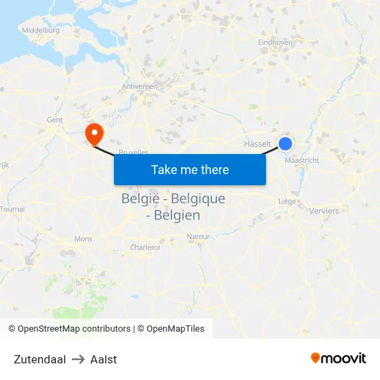 Zutendaal to Aalst map