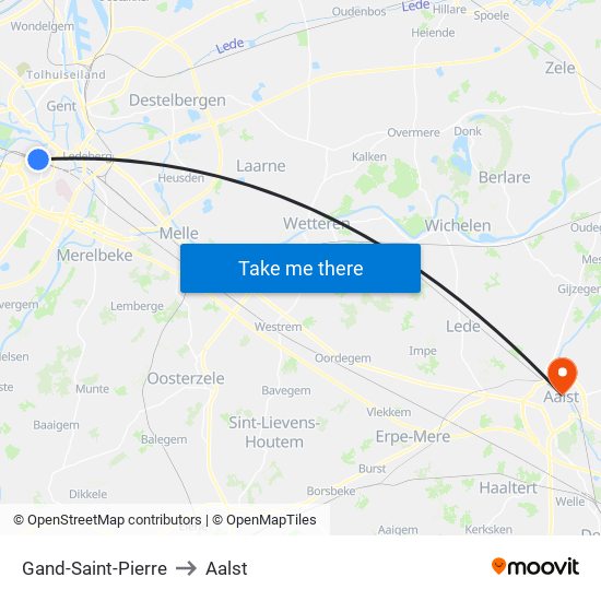 Gand-Saint-Pierre to Aalst map