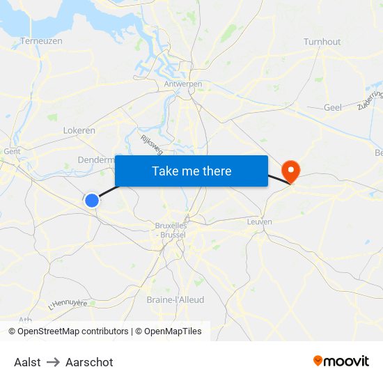 Aalst to Aarschot map