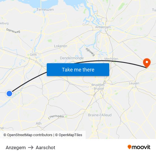 Anzegem to Aarschot map
