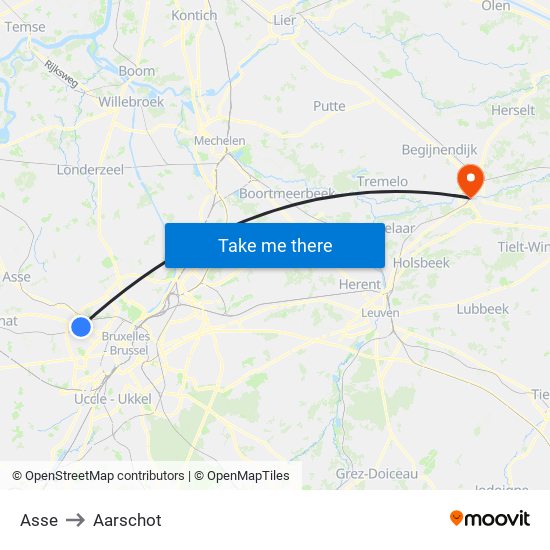 Asse to Aarschot map