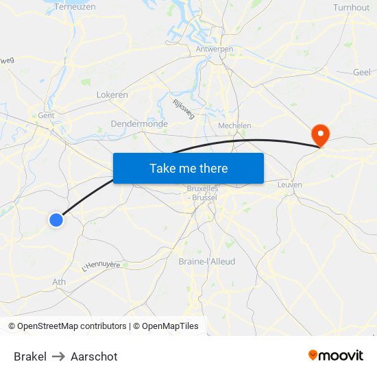 Brakel to Aarschot map