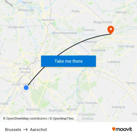 Brussels to Aarschot map