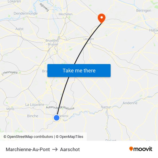 Marchienne-Au-Pont to Aarschot map