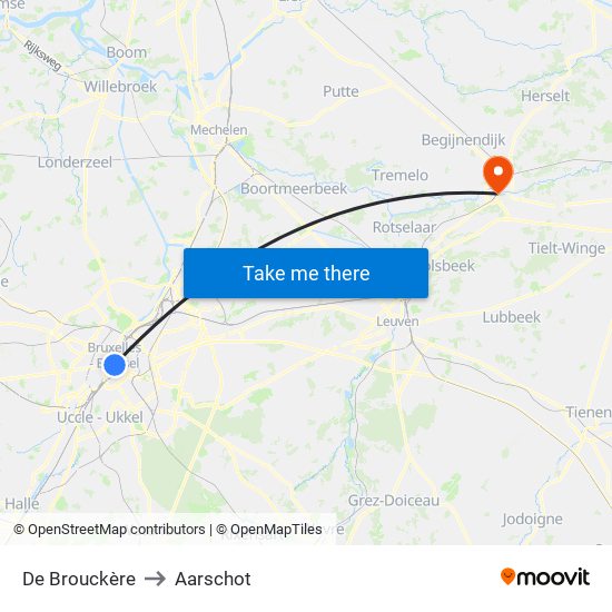 De Brouckère to Aarschot map