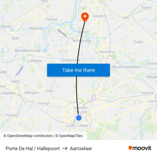 Porte De Hal / Hallepoort to Aartselaar map