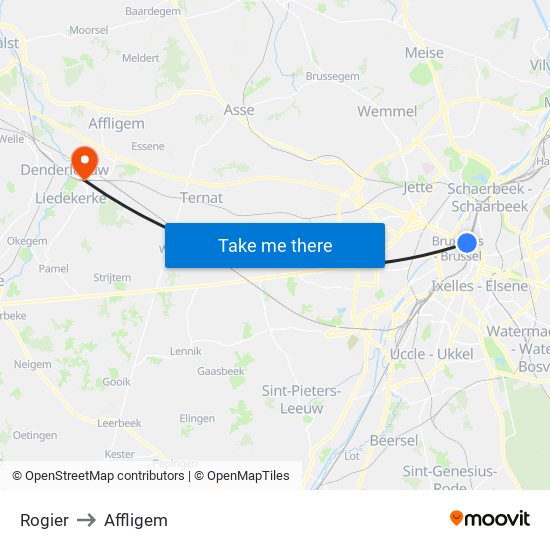 Rogier to Affligem map