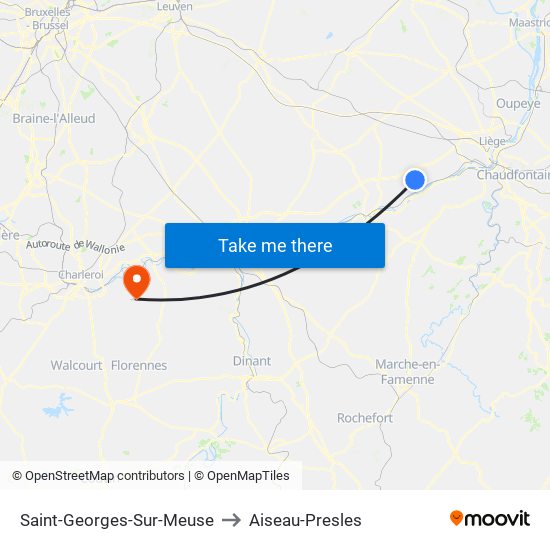 Saint-Georges-Sur-Meuse to Aiseau-Presles map