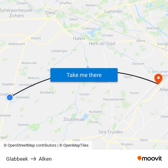 Glabbeek to Alken map