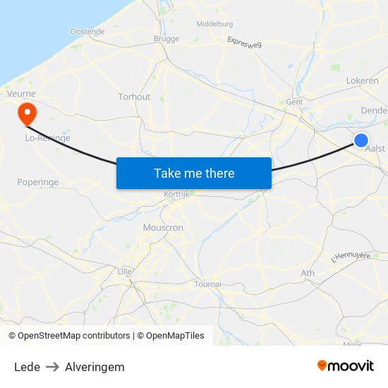 Lede to Alveringem map