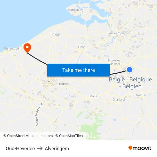 Oud-Heverlee to Alveringem map