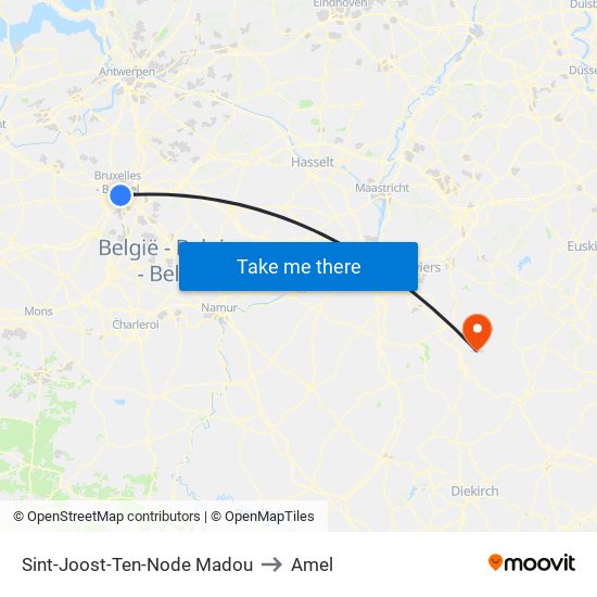 Sint-Joost-Ten-Node Madou to Amel map
