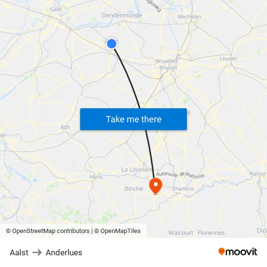 Aalst to Anderlues map