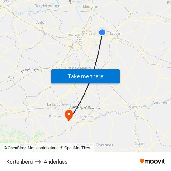 Kortenberg to Anderlues map