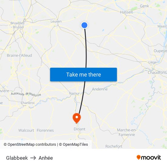Glabbeek to Anhée map