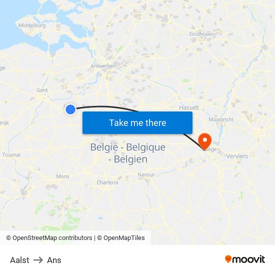 Aalst to Ans map