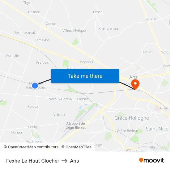 Fexhe-Le-Haut-Clocher to Ans map